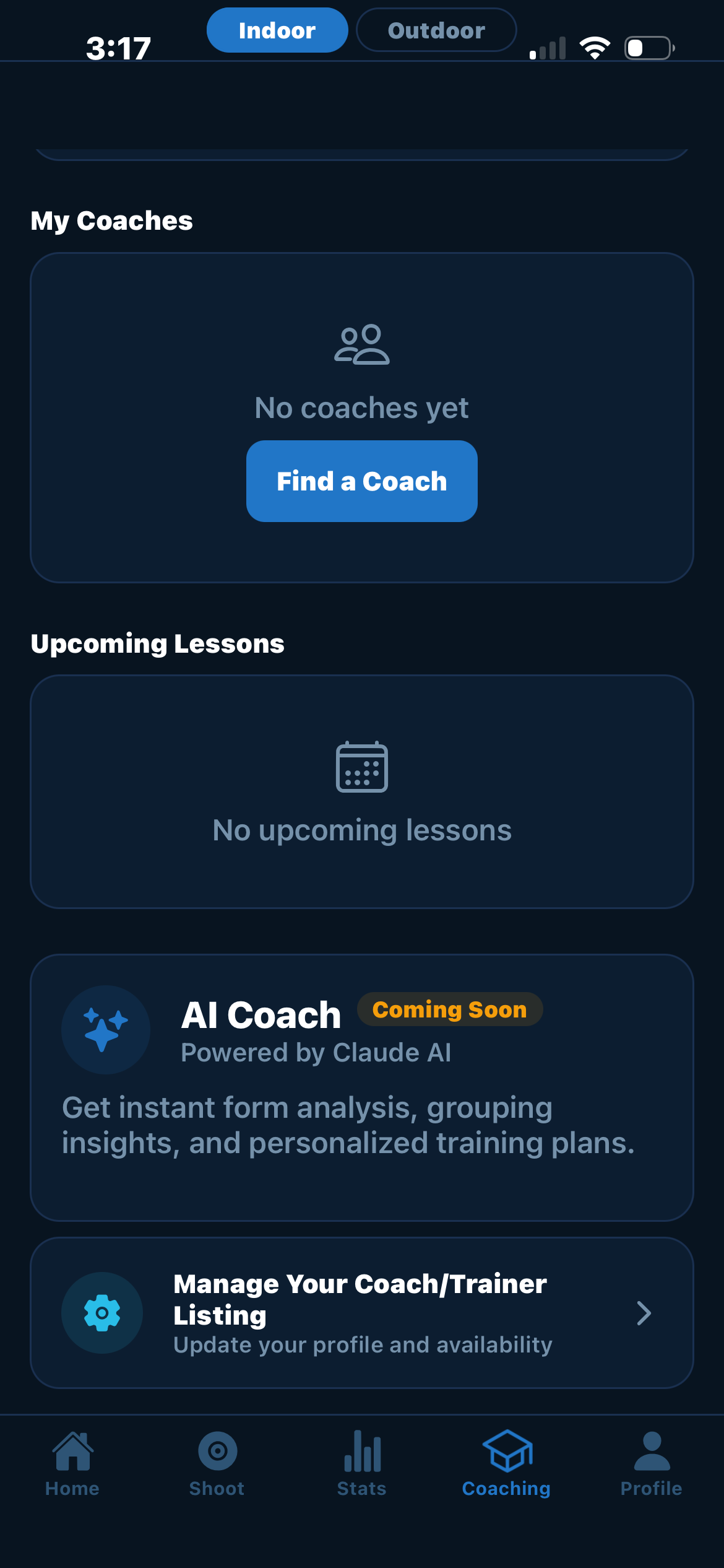 Coaching Hub messaging view with group chat for a team
