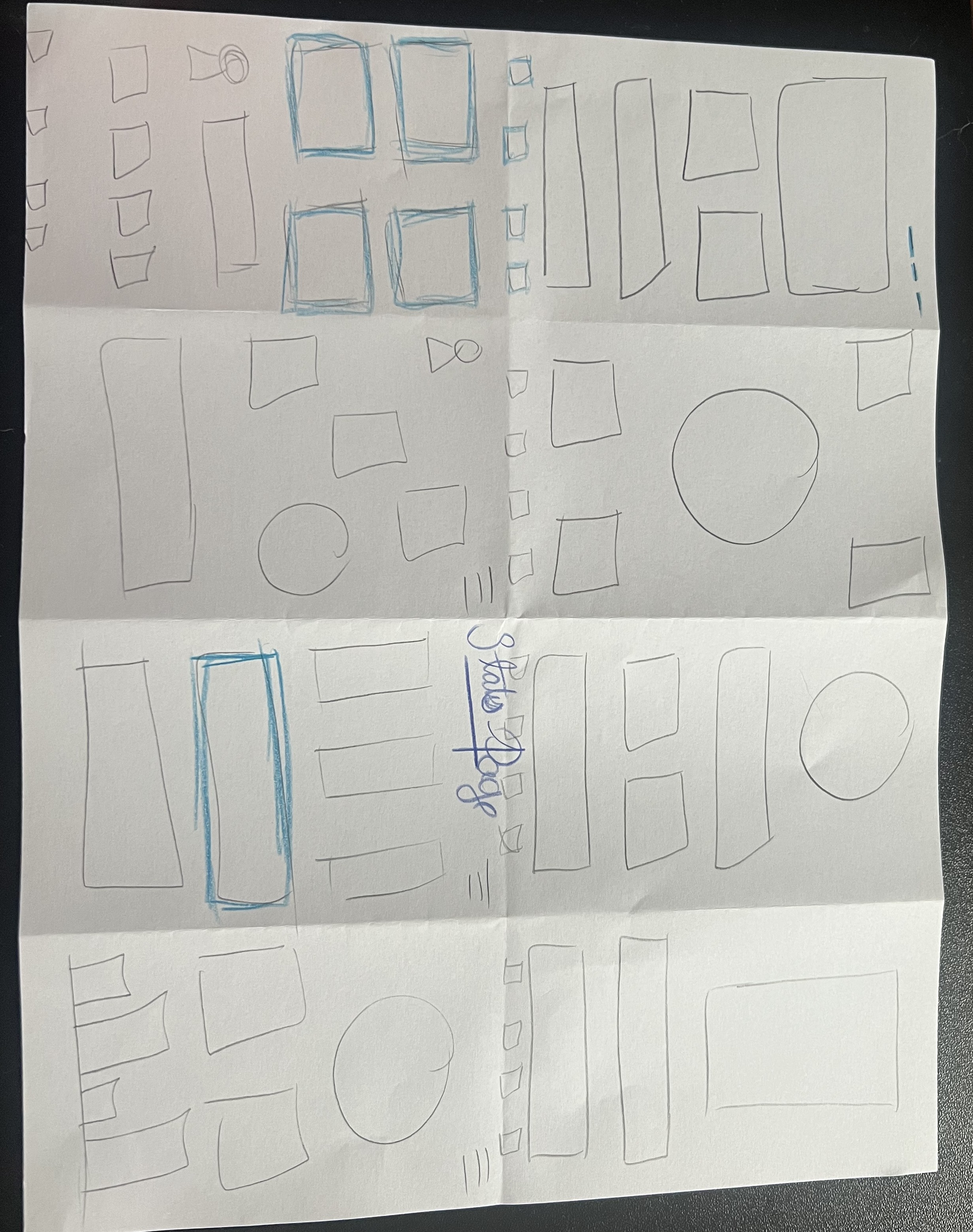 Crazy 8's rapid ideation sketches for Arcus Statistics page