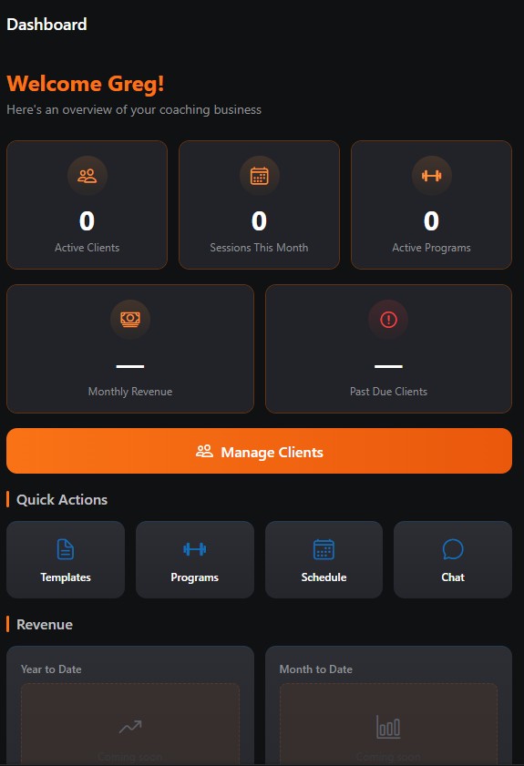 Hi-fi prototype — Coaching Dashboard