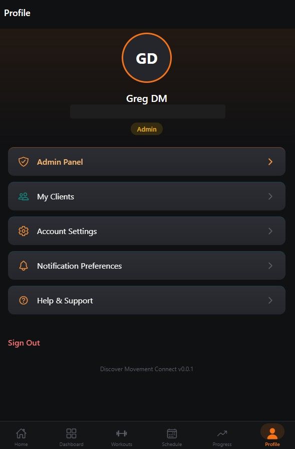 Hi-fi prototype — Profile screen